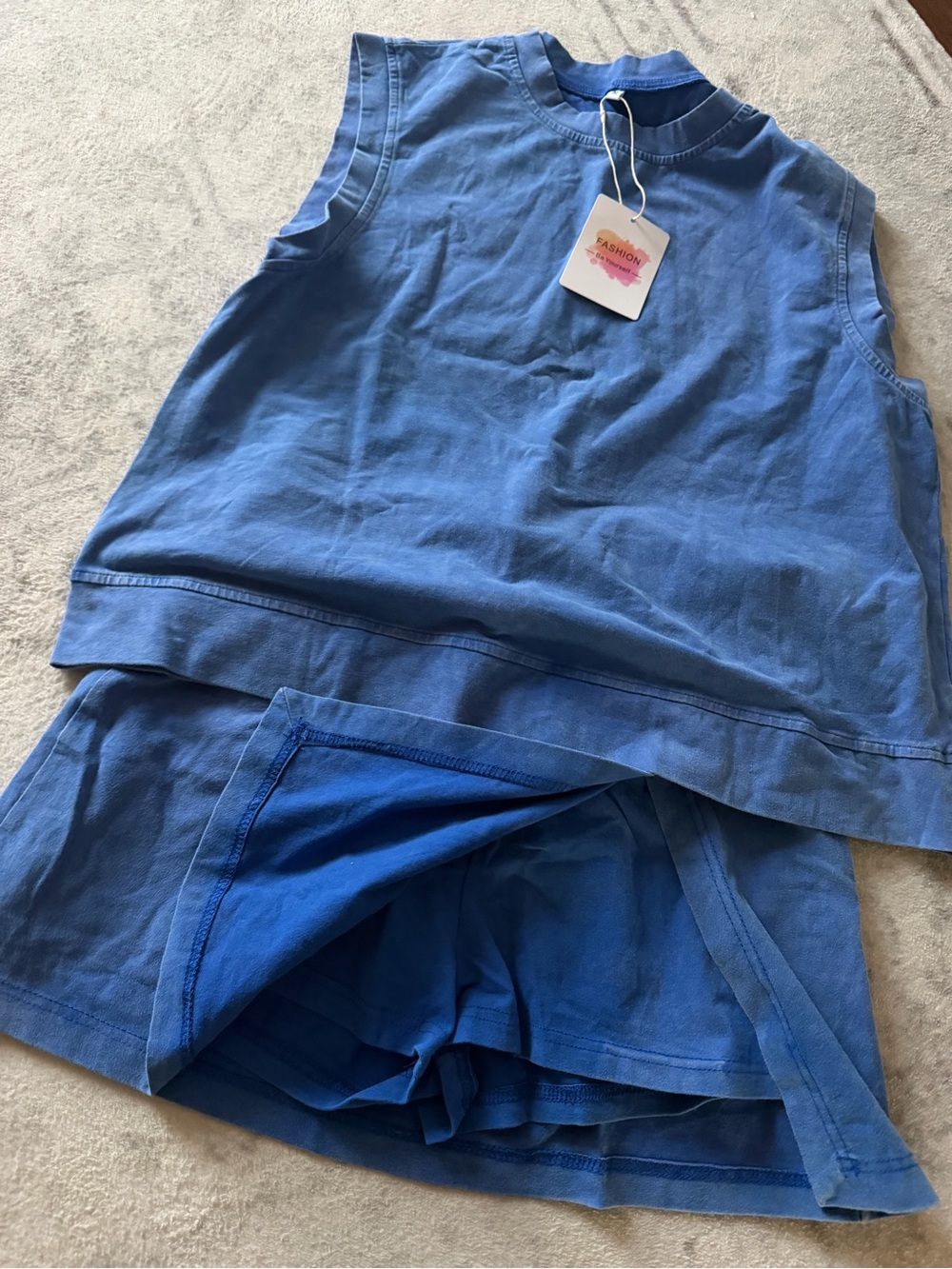 Blue Women's Casual Pull-On Skort and Muscle Tee set